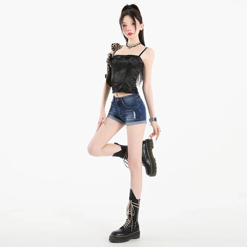 ZAZN Denim Shorts Women's Dark Blue-1