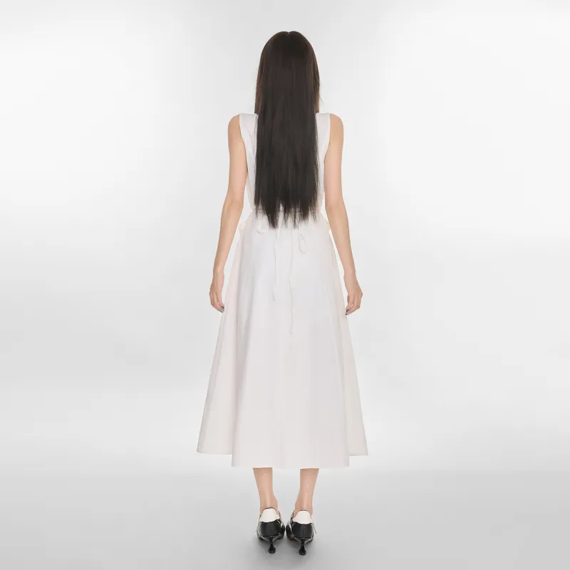 ZAZN Sleeveless Dresses Women's White-6