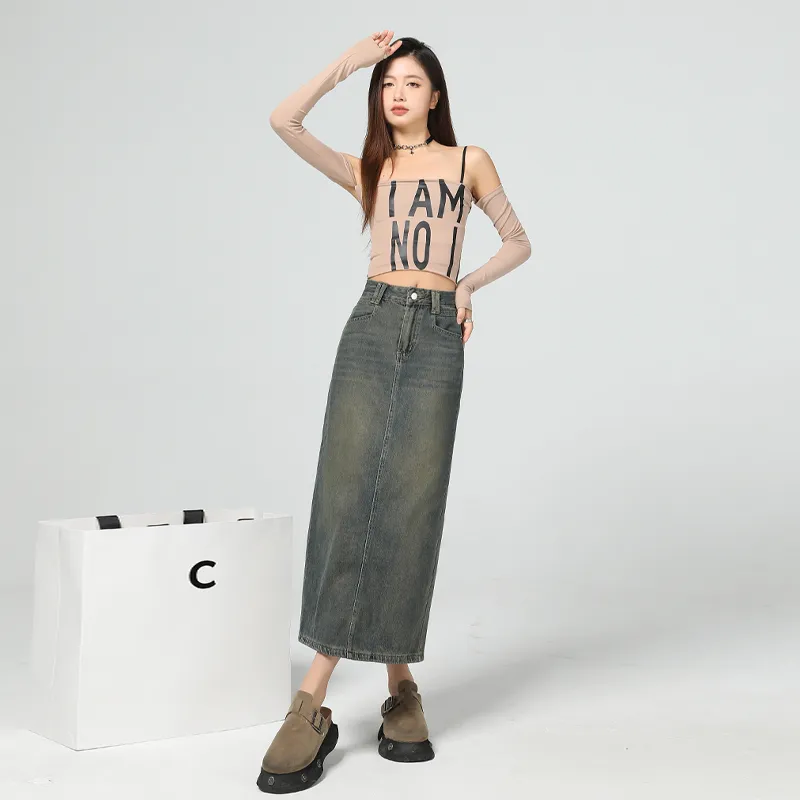 ZAZN Denim Long Skirts Women's-11