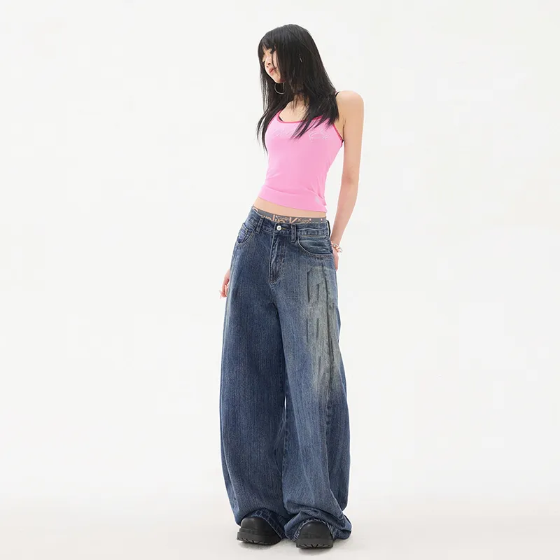 ZAZN Jeans Women's Dirty Dyed Blue-4
