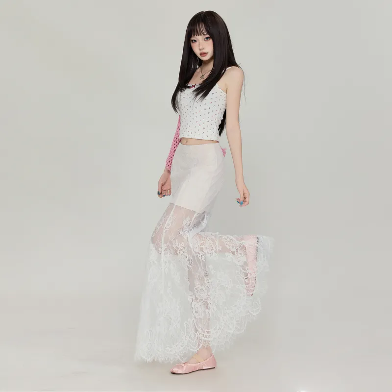 ZAZN Casual Long Skirt Women's White-4