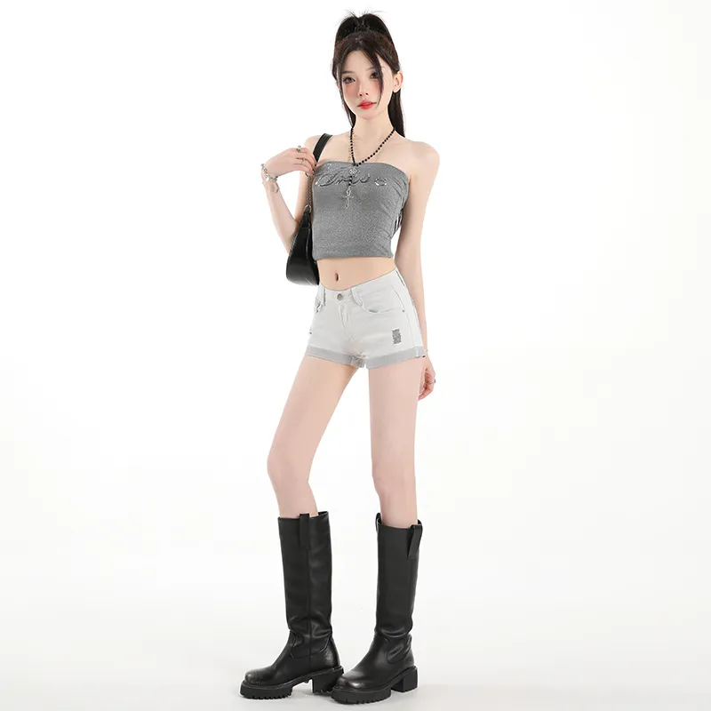 ZAZN Denim Shorts Women's Dark Blue-16