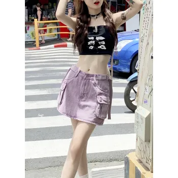 ZAZN Denim Short Skirts Women's Purple