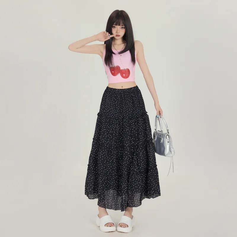 ZAZN Casual Long Skirt Women's Black-1