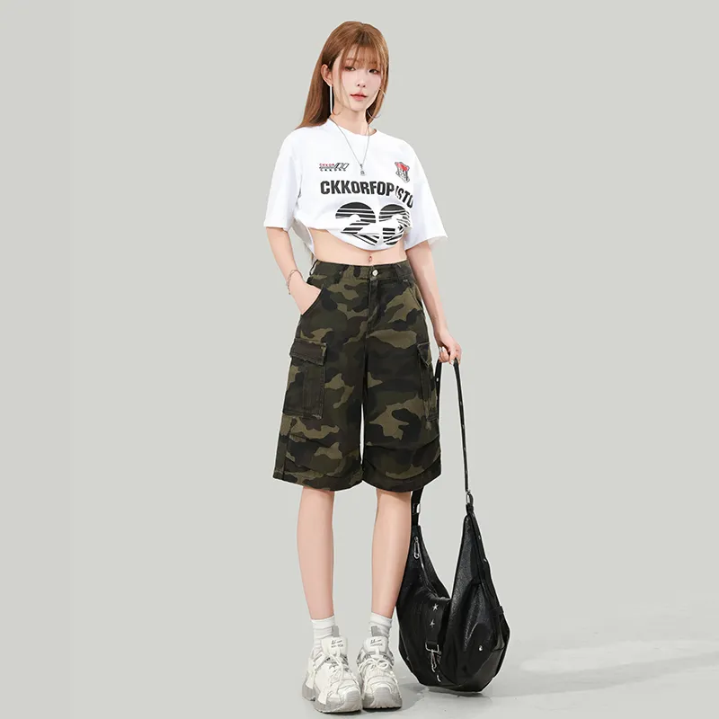 ZAZN Denim Shorts Women's Camouflage-1