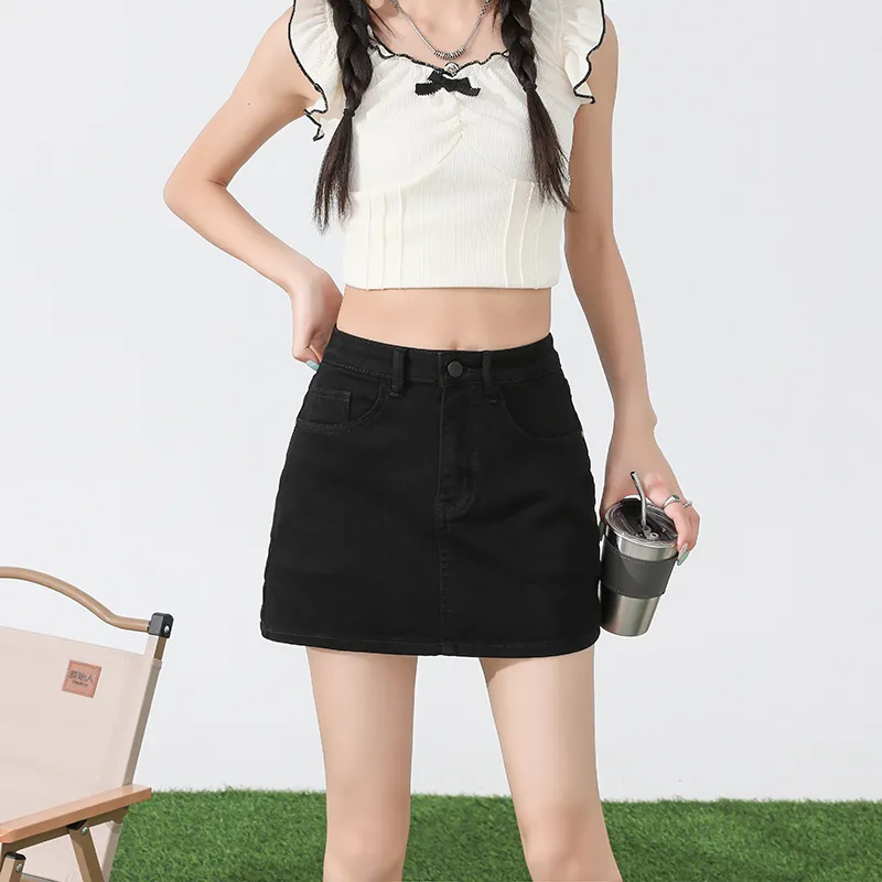 ZAZN Denim Short Skirts Women's Nostalgic Blue-26