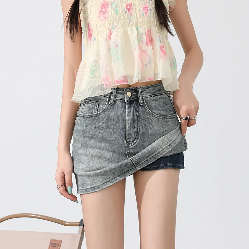 ZAZN Denim Short Skirts Women's Nostalgic Blue-13