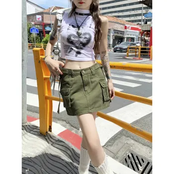 ZAZN Denim Short Skirts Women's Army Green