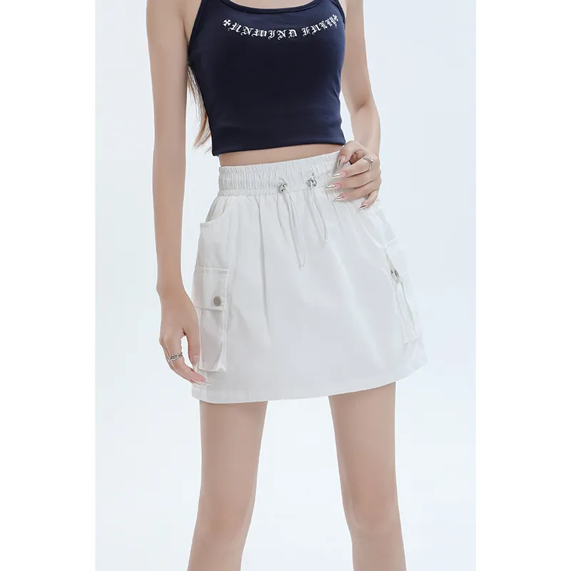 ZAZN Casual Short Skirts Women's White-3