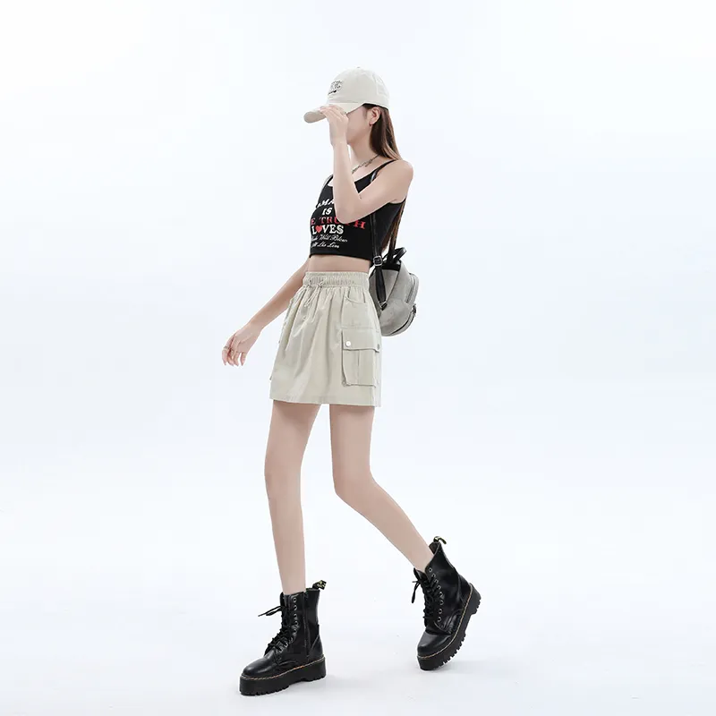 ZAZN Casual Short Skirts Women's White-6