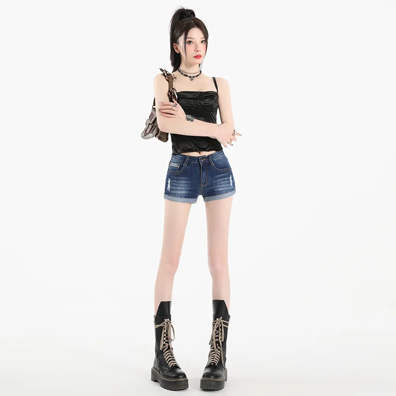 ZAZN Denim Shorts Women's Dark Blue-2