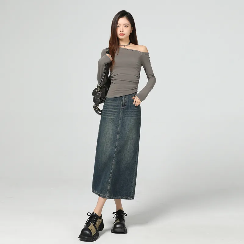 ZAZN Denim Long Skirts Women's-2