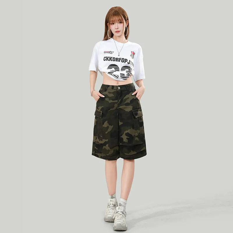 ZAZN Denim Shorts Women's Camouflage-2