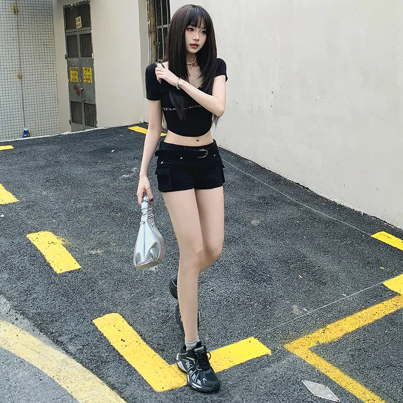ZAZN Denim Shorts Women's Black-3