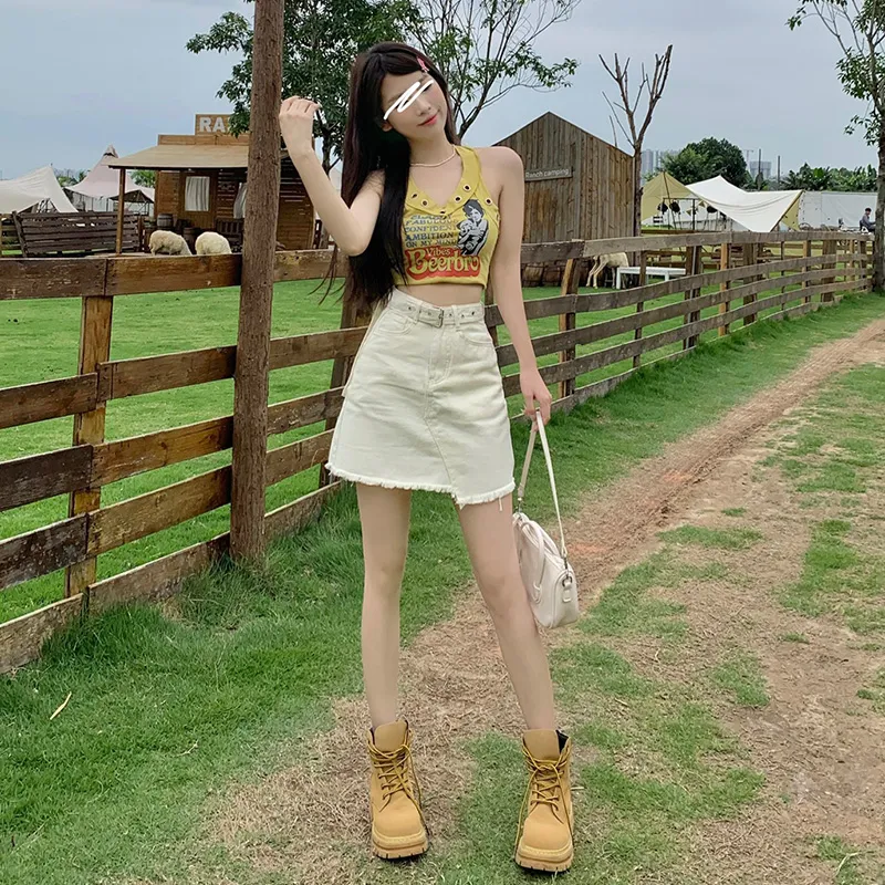 ZAZN Denim Short Skirts Women's-1