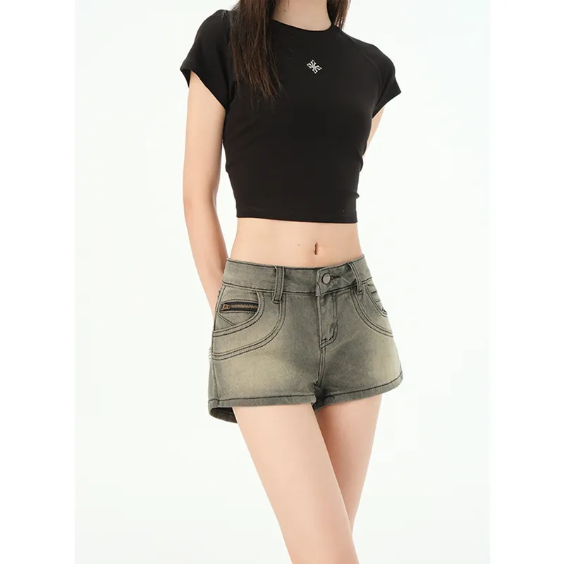 ZAZN Denim Shorts Women's Stone Gray-3