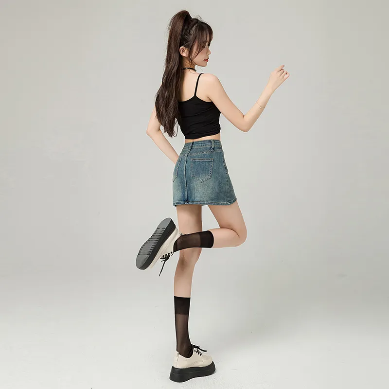 ZAZN Denim Short Skirts Women's-16