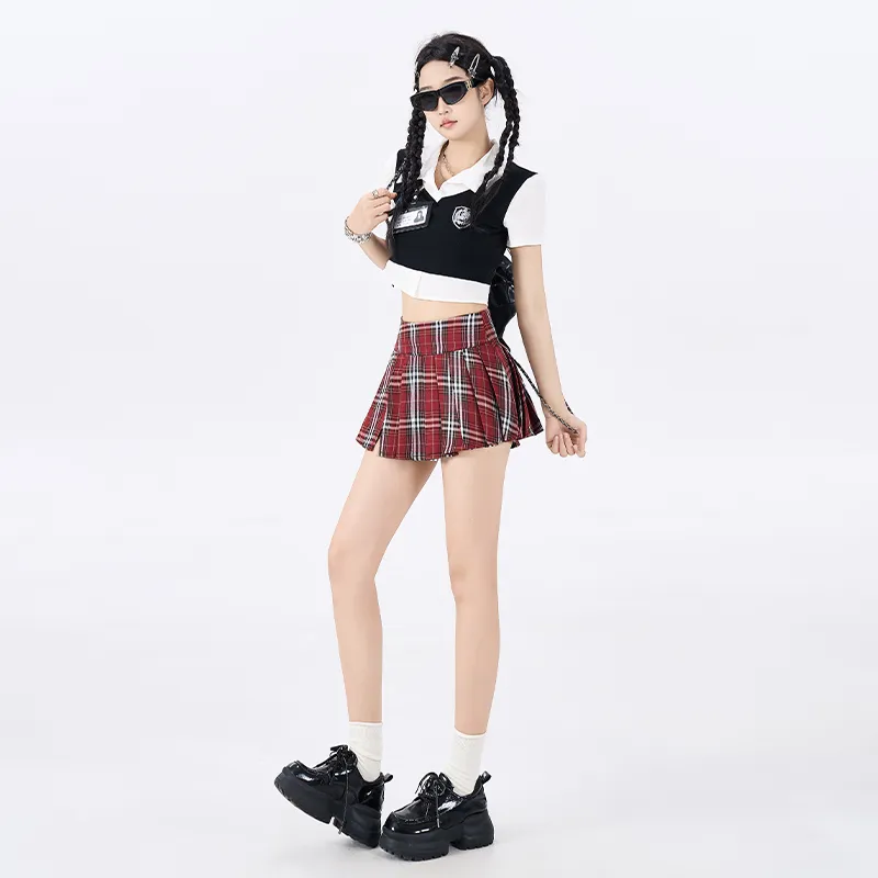 ZAZN Casual Short Skirts Women's Red-2