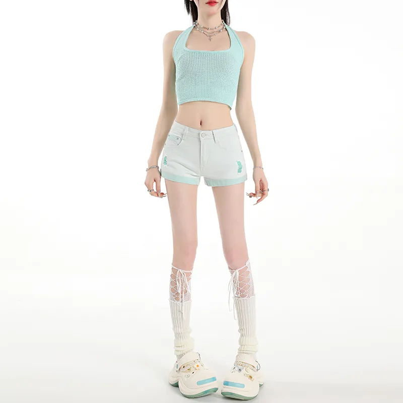 ZAZN Denim Shorts Women's Dark Blue-20
