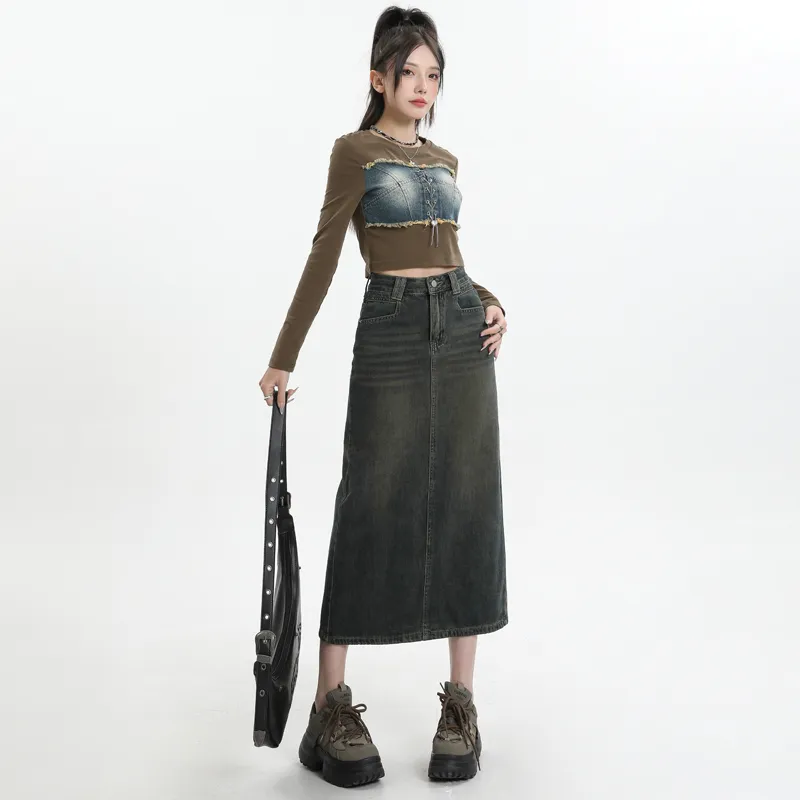 ZAZN Denim Long Skirts Women's-0