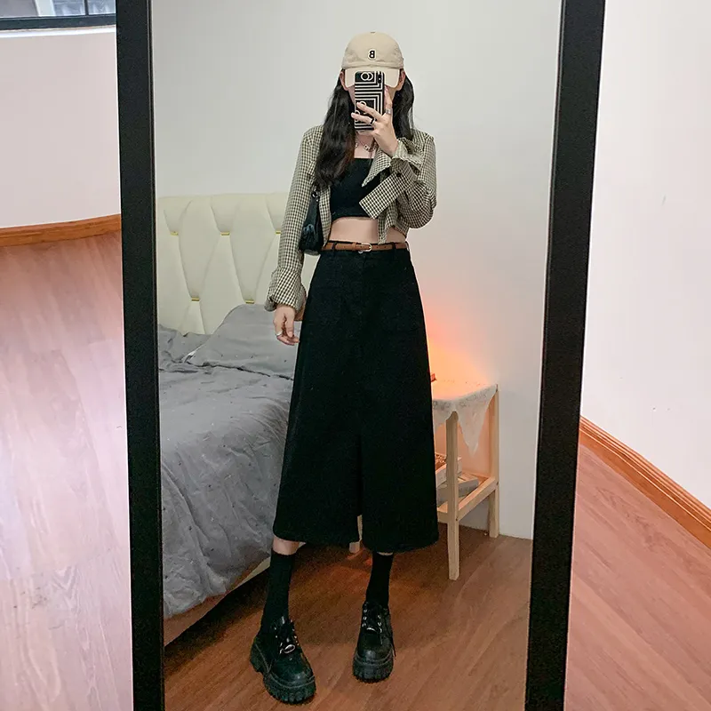 ZAZN Denim Long Skirts Women's Dark Blue-39