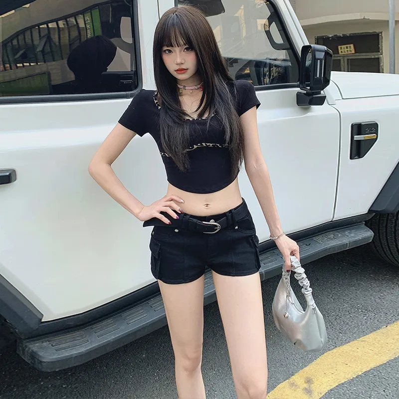 ZAZN Denim Shorts Women's Black-2