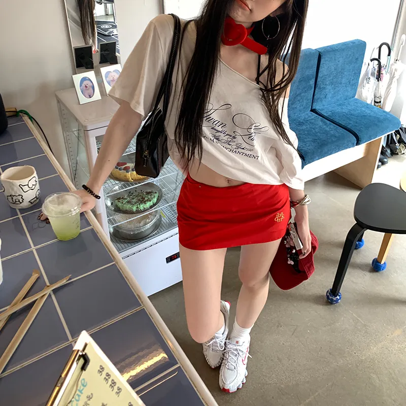 ZAZN Casual Short Skirts Women's Red Mambo-2