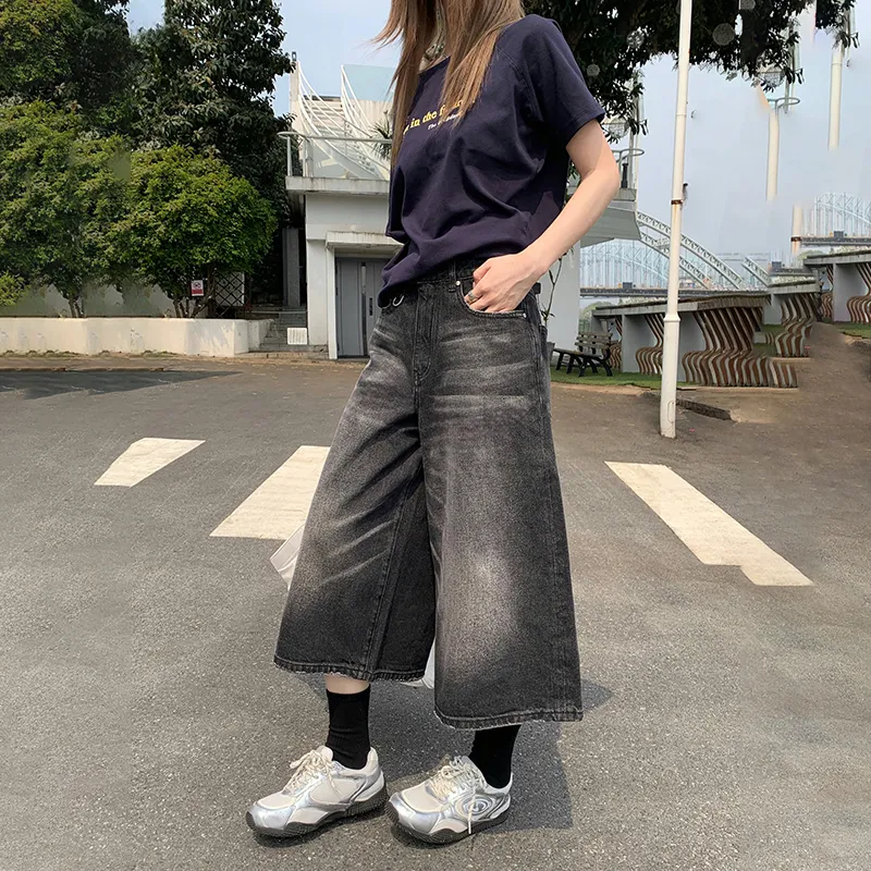 ZAZN Denim Shorts Women's Black Gray Color-4