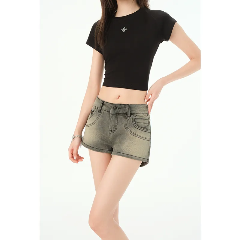 ZAZN Denim Shorts Women's Stone Gray-2
