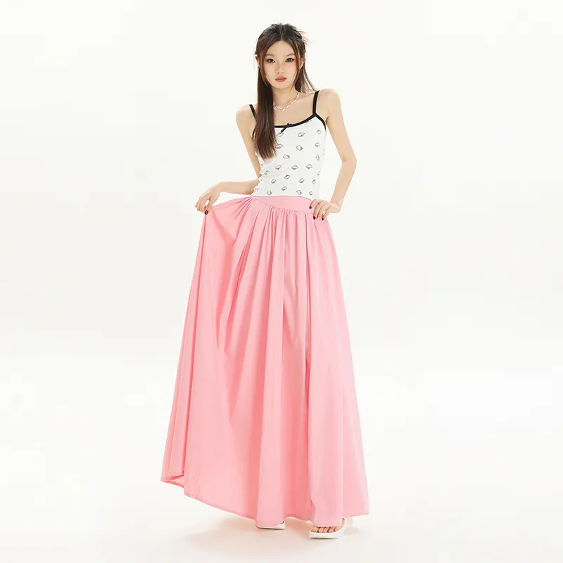 ZAZN Casual Long Skirts Women's White-11