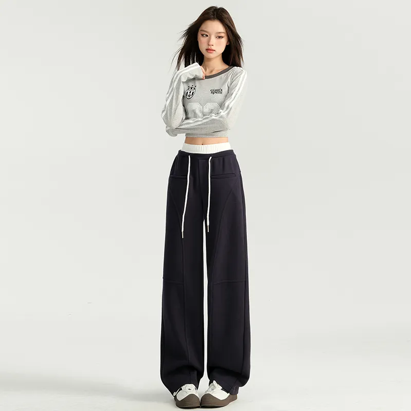 ZAZN Casual Pants Women's Navy Blue-5