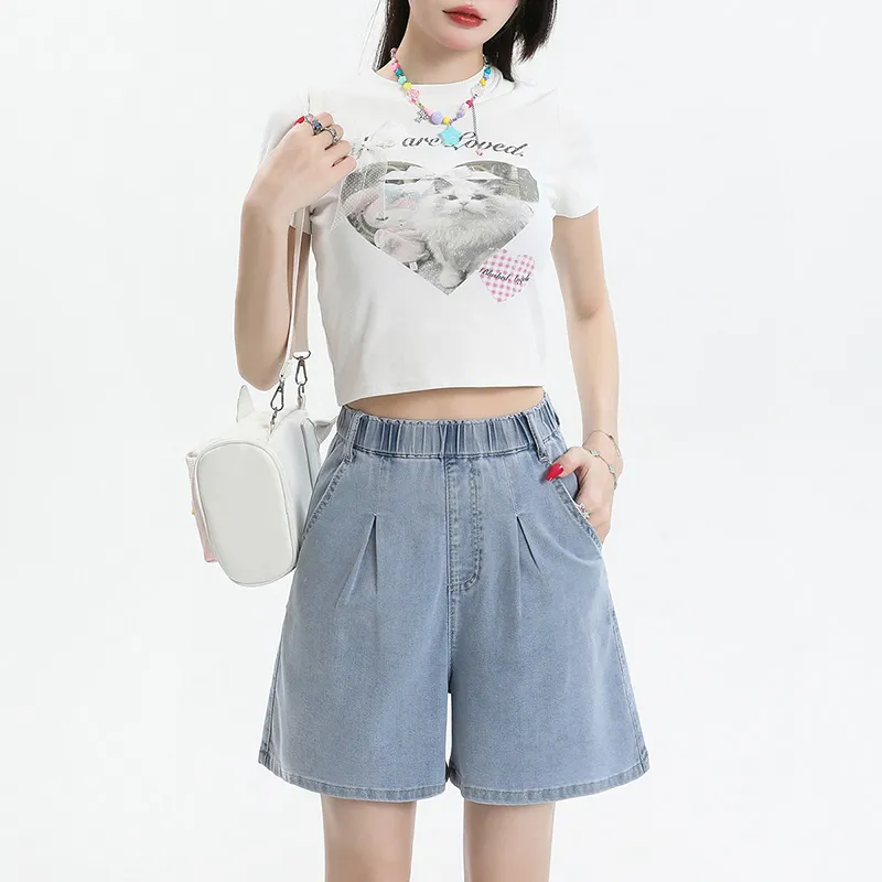 ZAZN Denim Shorts Women's Light Blue-2