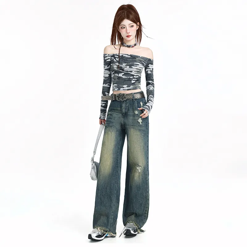 EOEI Jeans Women's Vintage Blue-13