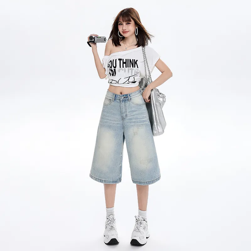 ZAZN Denim Shorts Women's Light Blue-5