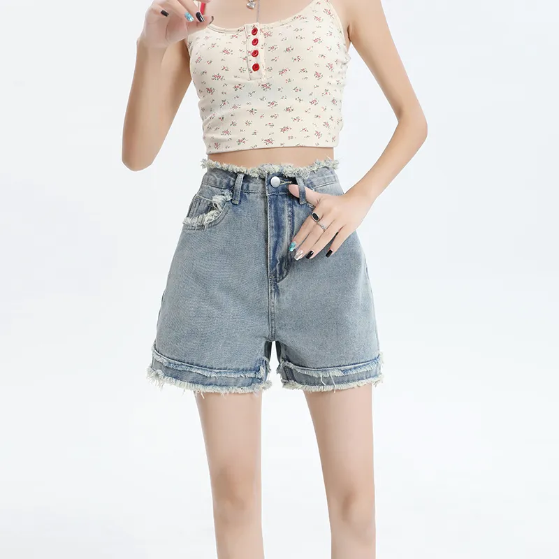 ZAZN Denim Shorts Women's Light Blue-3
