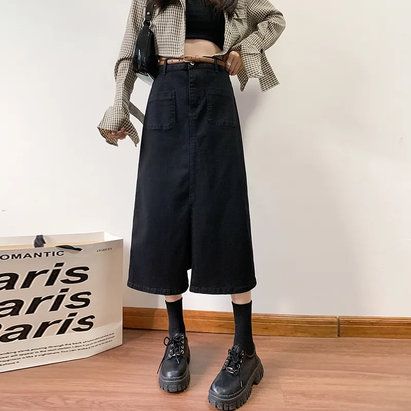 ZAZN Denim Long Skirts Women's Dark Blue-37