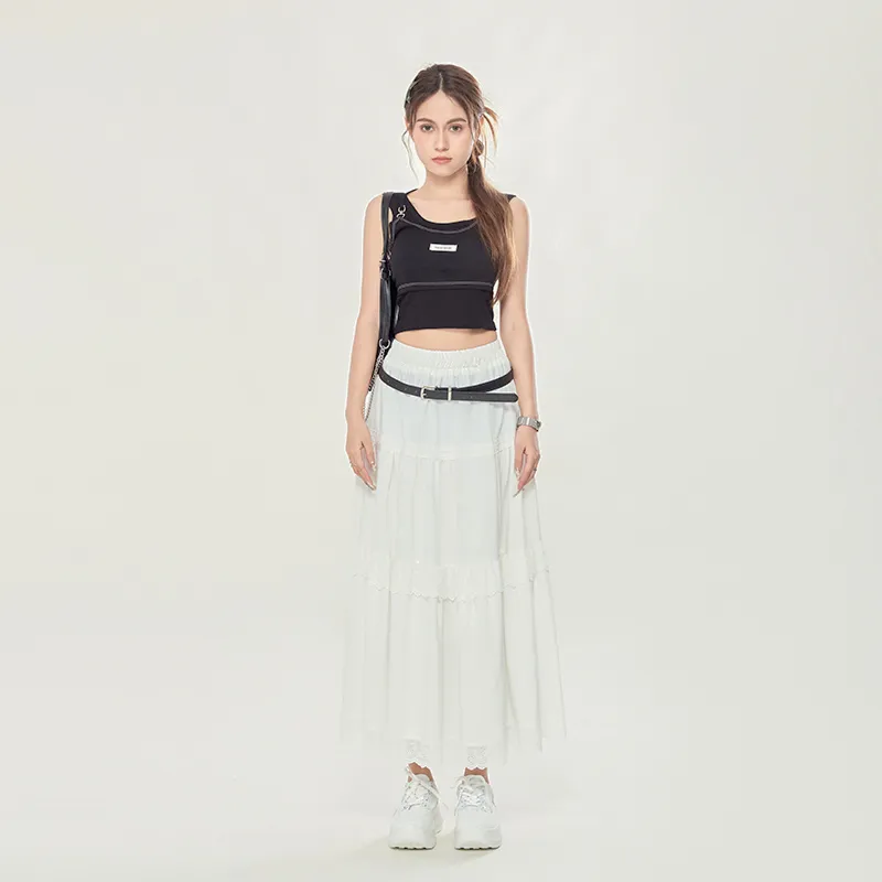 ZAZN Casual Long Skirts Women's White-2