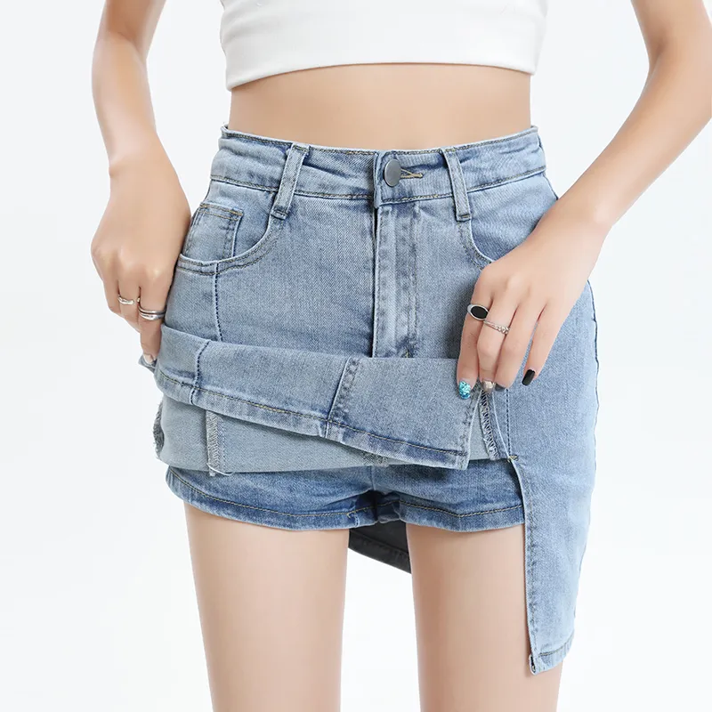 ZAZN Denim Short Skirts Women's Light Blue-3