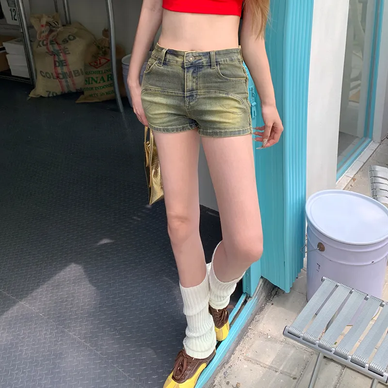 ZAZN Denim Shorts Women's Yellow Mud-3