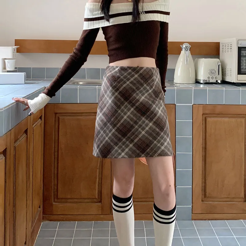 ZAZN Casual Short Skirts Women's Coffee-3