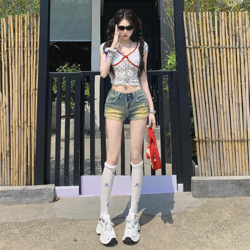 ZAZN Denim Shorts Women's Nostalgic Blue-4