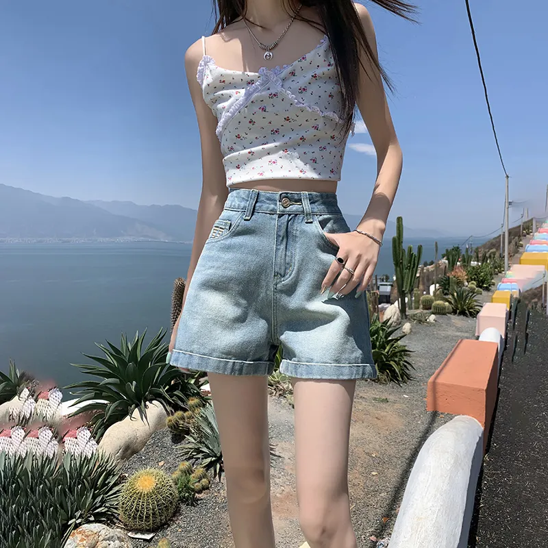 ZAZN Denim Shorts Women's Vintage Blue-4