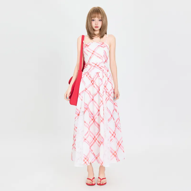 ZAZN Sleeveless Dresses Women's Cherry Red Plaid-2