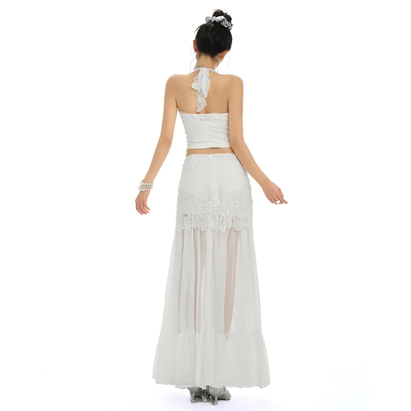 ZAZN Casual Long Skirts Women's White-3