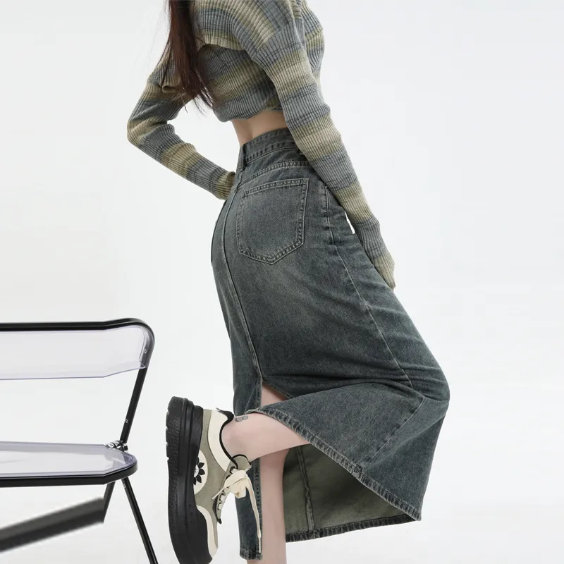 ZAZN Denim Long Skirts Women's-10
