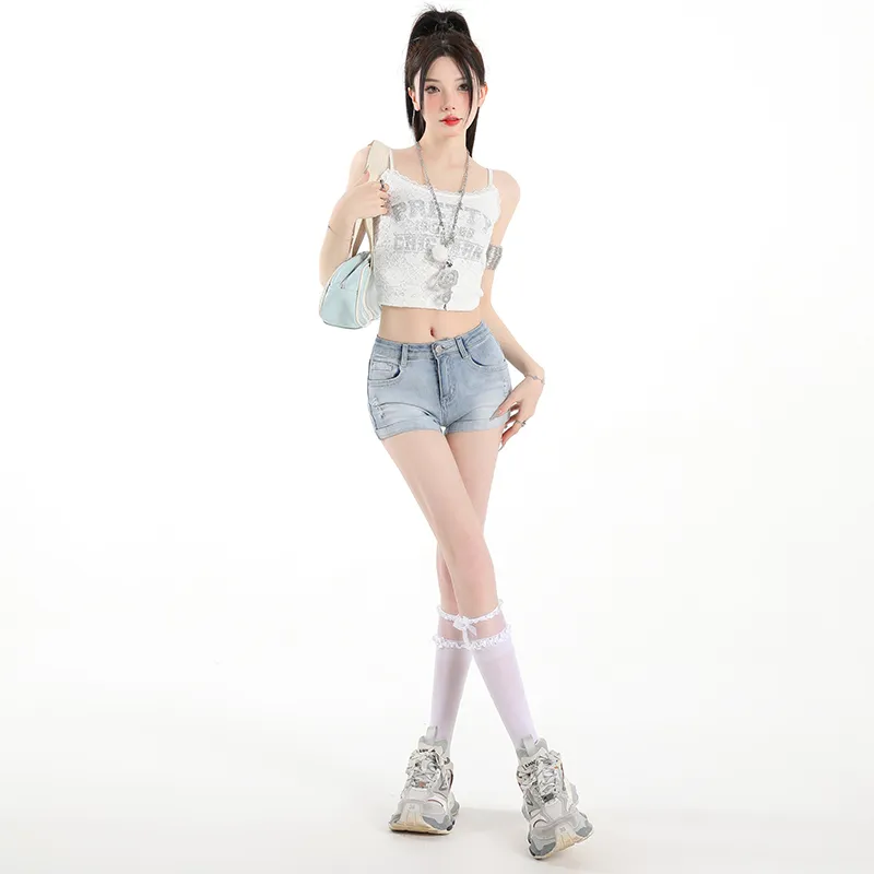 ZAZN Denim Shorts Women's Dark Blue-8