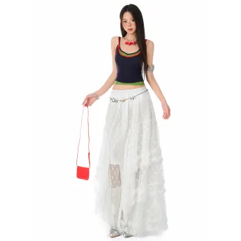 ZAZN Casual Long Skirt Women's White