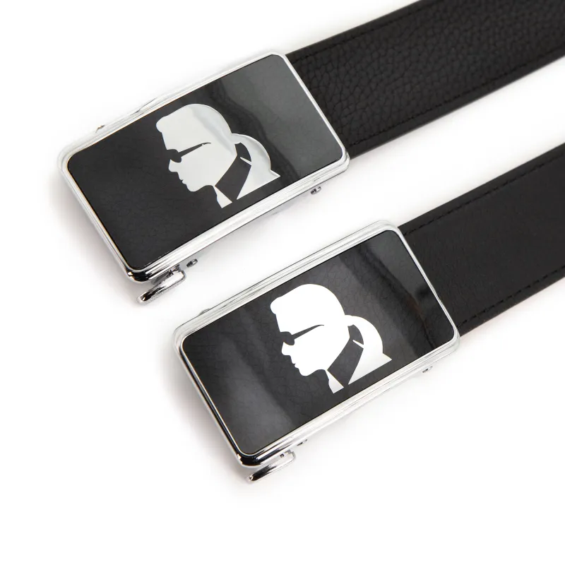 KARL LAGERFELD Cow Leather Belts Unisex Width 34mm-3
