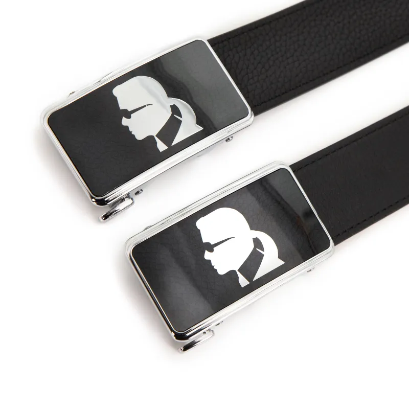 KARL LAGERFELD Top Grain Cow Leather Belts Unisex Width 34mm-4
