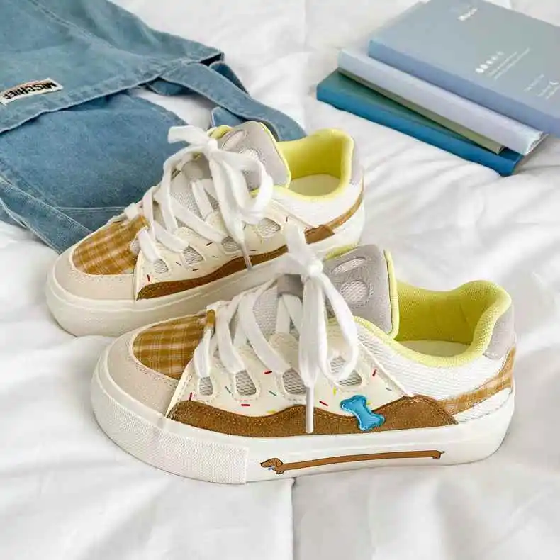 Fawn Miri Anti Slip And Wear Resistant Height Increasing Low Top Skateboard Shoes Women's Beige Khaki-6